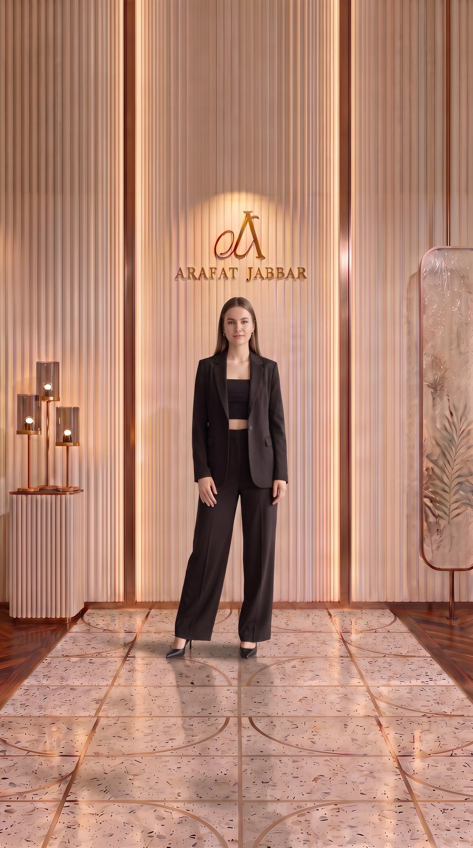 Black 3 Piece Coat Pant Blazer, Crop Top & Wide Leg Pant | Elegant Formal Outfit